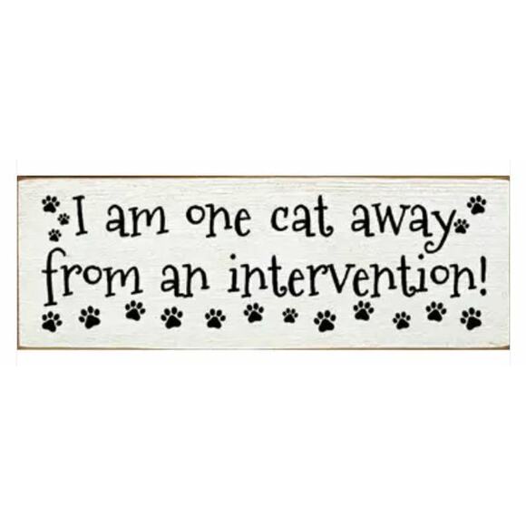 New Folk Art Country I'm One Cat Away from an Intervention Wood SIGN USA Made - Picture 1 of 1
